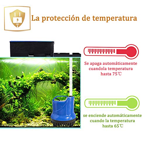 Homvik Bomba de Agua Sumergible 1800L/H 25W con 3 Boquillas Bomba de Agua para Fuente Acuario Estanque Pecera Ultra Silencioso Circulación de Agua Dulce y Marino 2m de Altura - Azul