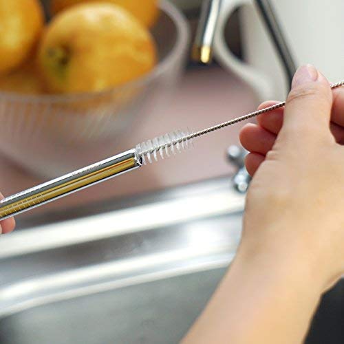 HOOMEE Pajitas de beber reutilizables de acero inoxidable (Set de 8) Alternativa Ecológica al Plástico, Sin Tóxicos. Para Smoothies, Batidos, Jugos de Frutas y Verduras, Bebidas frías,etc