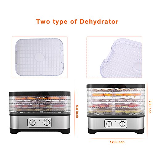 Hopekings Deshidratador Alimentos 5 Pisos, Deshidratadora de Frutas y Verduras 250W, Termostato ajustable 35-70 ° C, Negro