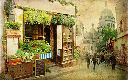 HQHff Multitud de floristería de la Calle de la Ciudad,Puzzles Adultos 1500 Piezas 87x57cm,3D Puzzles de Madera Adultos Regalo de Juguete Educativo para niños