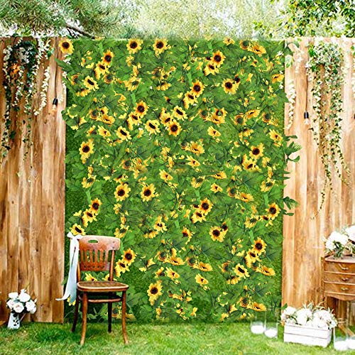 HUAESIN 4pcs Guirnalda de Flores Artificiales Girasoles Decoracion 2.5m Enredadera Artificial con Flores Hiedra Colgante Hojas Guirnalda Verde para Arco Enredadera Jardin Boad Pared Rejilla Amarillo