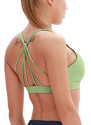 icyzone Sujetador Deportivo Yoga Diseño de Tirantes Cruzados en la Espalda Ejercicio Fitness Ropa Interior para Mujer (M, Pastel Verde)