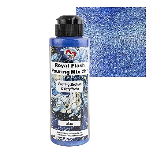 Ideas con Herz Royal Flash Pouring Mix 2 en 1 - Pintura acrílica mediana y metalizada con efecto de purpurina, 180 ml, sin necesidad de mezclar con fluido, medio o aceite de silicona