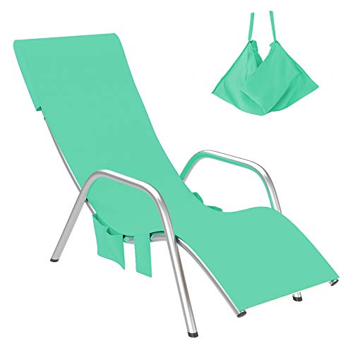 iFCOW Tumbona Mate Cubierta de microfibra Toalla de playa de secado rápido Silla de playa cubierta con bolsillos para playa, tumbonas, hotel vacaciones