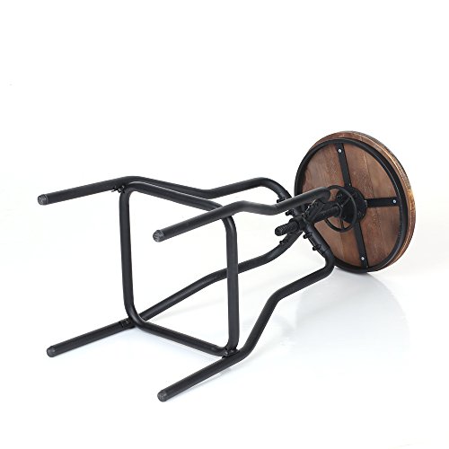 IKAYAA Anti205 - Silla Ronda de Madera de Pino Natural (Adjustable de Altura, Estilo Industrial) - para Uso de Bar Pub Bistro Barra Cocina Cafetería Comedor Jardín