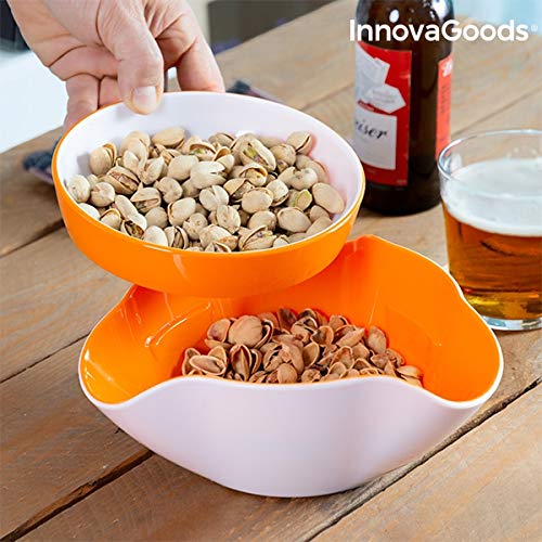 InnovaGoods IG813819 Bols para Aperitivos 2 en 1 (2 Piezas), Blanco/Naranja