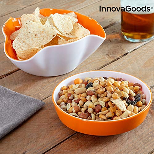 InnovaGoods IG813819 Bols para Aperitivos 2 en 1 (2 Piezas), Blanco/Naranja