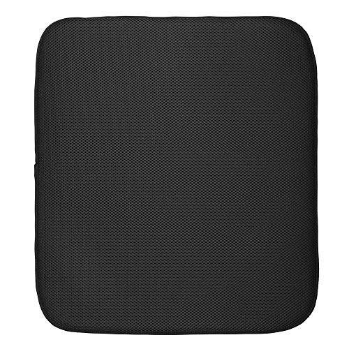 InterDesign iDry Tapete de Cocina, Alfombrilla escurreplatos Grande y Gruesa de poliéster y Microfibra para un Secado de Platos rápido, Negro/Blanco