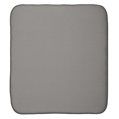 InterDesign iDry Tapete de Cocina, Alfombrilla escurreplatos Grande y Gruesa de poliéster y Microfibra para un Secado rápido, Gris estaño/Marfil