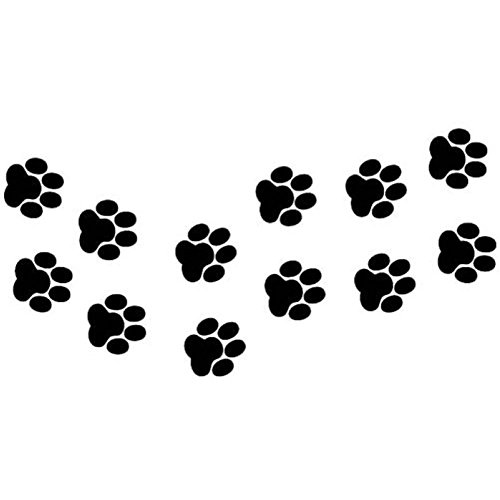 ISKYBOB 12 Piezas Pegatinas Para Pared Coche Moto Ventanas Libreta Ipad Calcomanías De Huella De Perrito Gato(Negro)