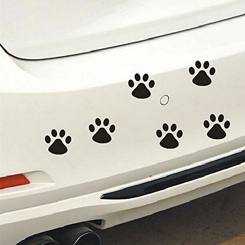 ISKYBOB 12 Piezas Pegatinas Para Pared Coche Moto Ventanas Libreta Ipad Calcomanías De Huella De Perrito Gato(Negro)