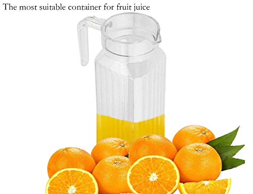 Jarra de acrílico con tapa y asa, estriado, rayado, botella de jugo, cristalería, utensilios para beber, agua helada, dispensador de frío para uso doméstico en la barra(1100ml)