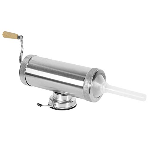 JasCherry 5.0 LB Máquina Salchichas de Acero Inoxidable - Máquina para Hacer Embutidos de Carne con Base de Succión y 3 Tubos de Rellenador - Capacidad 5LB