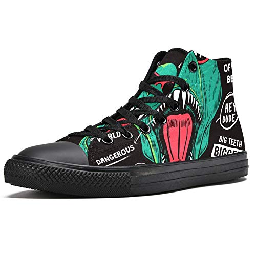 Josid High Top Sneakers para hombres dinosaurio con eslóganes frescos moda encaje hasta zapatos de lona casual caminar zapatos, (Multi color), 37 EU