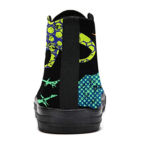 Josid High Top Sneakers para Hombres Dinosaurios Negro Moda Cordones Zapatos de Lona Casual Zapatos de Caminar, (Multi color), 40 EU