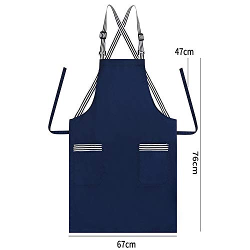 JSDing Delantal Cocina Tirantes Ajustables con 2 Bolsillos, Algodón Largo Delantales de Cocina Mujer Hombre para Hogar, Restaurante, cafetería, Barbacoa, jardinería,Limpieza
