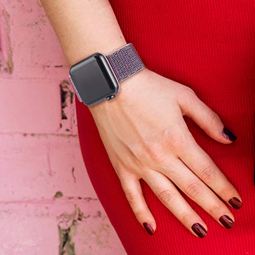 JUCC 3 Pack Correas Compatible con Apple Watch 44mm 42mm 38mm 40mm,Pulseras de Repuesto de Nylon Correa para iWatch Series 5 4 3 2 1,Mujer y Hombre (42mm/44mm,Rosa Sand/Verde océano/Vistoso)