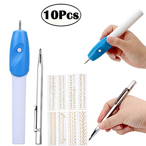 Juego de 8 plantillas para grabado eléctrico, herramienta de grabado de precisión, para madera, vidrio, cuero, metal, acero y bisutería