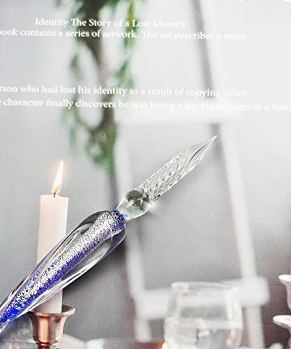 Juego de bolígrafo de cristal y accesorios para escritura y caligrafía, artículos de papelería, arte y artículos de decoración, color azul