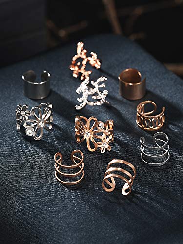 Juego de Clip de Oreja de Acero Inoxidable 10 Pares de Clips de Oreja Cartílago Pendientes sin Agujero Aro Accesorios de Joyería para Materiales de Mujeres y Chicas (Conjunto de Color 2)
