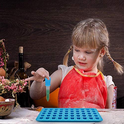 Juego de moldes de silicona y cuentagotas para golosinas, moldes de chocolate, gelatina, jabón; moldes con forma de osito.