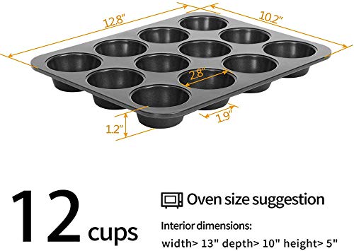 Juego De Moldes Para Muffins, Utensilios Para Hornear, Molde Antiadherente Para Hornear Cupcakes, Moldes Para Muffins De Acero Al Carbono De Alta Resistencia, 2 Paquetes,Negro
