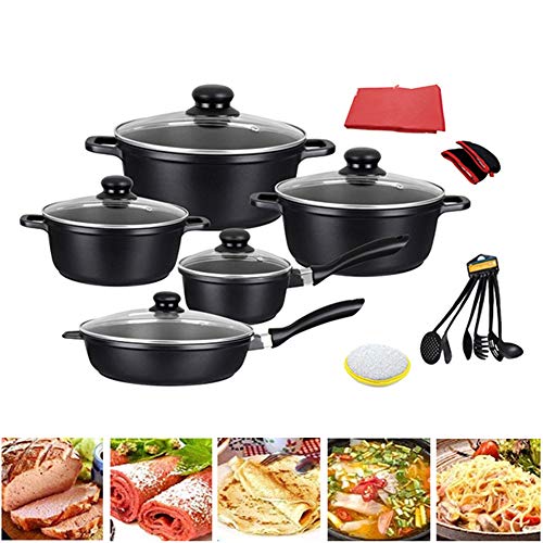 Juego De Ollas Y Sartenes De Cocina De 15 Piezas, Juegos De Utensilios De Cocina Antiadherentes De Aluminio, Profesional Para Restaurante En Casa, Sin PTFE/PFOA/PFOS