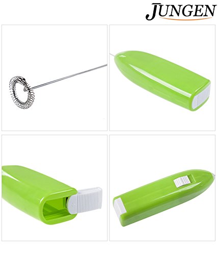 JUNGEN Espumador de Leche de Acero Inoxidable Portátil Batidor de Eléctrica de Mano para Cafés Huevos Chocolates 2.5 * 3.7 * 21.5CM
