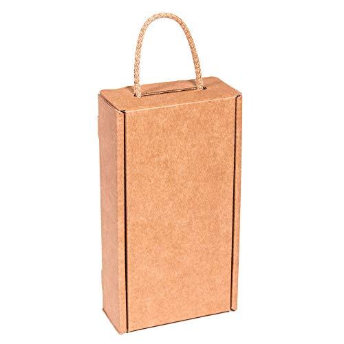 Kartox | Estuche de Cartón para 2 Botellas de Vino | Estuche Horizontal de Cartón con Asa | 10 Unidades