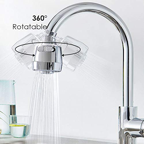 Keleily Difusor Grifo Cocina Aireador Grifo Cocina Aireador de Grifo 360 Grifo de Ahorro de Agua de Modo Doble con Accesorios Completos, Plateado, Medio 16,5cm