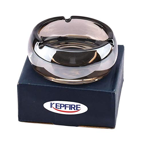 Kepfire 12 cm Espesar Redondo Lujo Cristal Vaso Cenicero Cigarrorillo Cigarro De Fumar Oficina Bar Interior Restaurante Decoración Regalo - Plata Gris