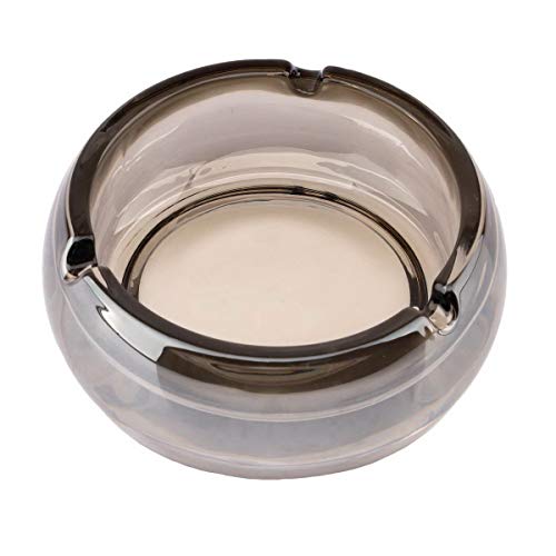 Kepfire 12 cm Espesar Redondo Lujo Cristal Vaso Cenicero Cigarrorillo Cigarro De Fumar Oficina Bar Interior Restaurante Decoración Regalo - Plata Gris
