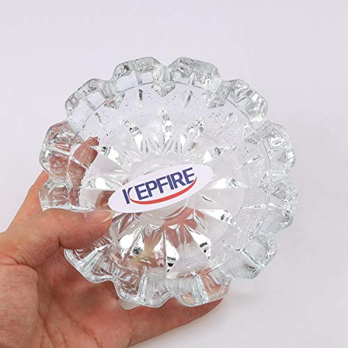 Kepfire Sencillo Redondo Vaso Cenicero Transparent Cristal Espesar para Cigarrorillo Cigarro Hogar Oficina Interior Intemperie (133 mm)