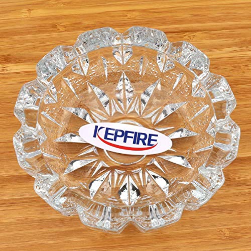 Kepfire Sencillo Redondo Vaso Cenicero Transparent Cristal Espesar para Cigarrorillo Cigarro Hogar Oficina Interior Intemperie (133 mm)