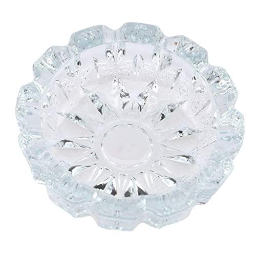 Kepfire Sencillo Redondo Vaso Cenicero Transparent Cristal Espesar para Cigarrorillo Cigarro Hogar Oficina Interior Intemperie (133 mm)