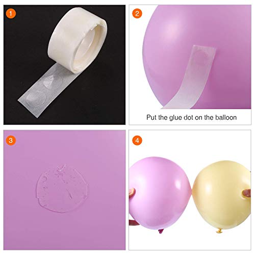 Kit de Cinta de Tira Decorativa, 5 Rollos Tiras de Cinta de Globo con 5 Rollos Pegamento de Punto de Pegamento de Globo,para Globo Arch Garland Suministros de Fiesta Decoraciones (10pcs)