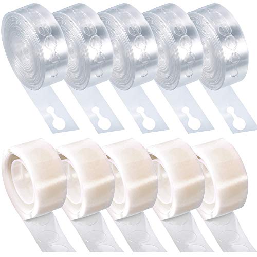Kit de Cinta de Tira Decorativa, 5 Rollos Tiras de Cinta de Globo con 5 Rollos Pegamento de Punto de Pegamento de Globo,para Globo Arch Garland Suministros de Fiesta Decoraciones (10pcs)
