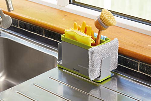KitchenCraft 4 en 1 - Fregadero de cocina (plástico, gris/verde, 19,5 x 9,5 x 12 cm)
