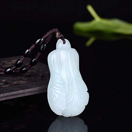 KKUUNXU esculturas Decoracion Moderna Collar con Colgante de Jade de repollo Chino de Jade Natural Joyas de Jade Moda Lucky Male Amulet Gift.