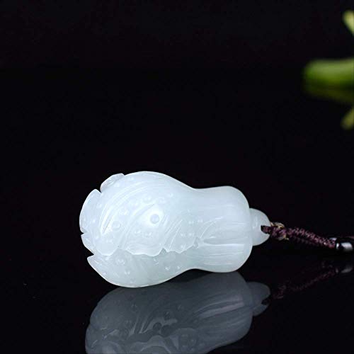KKUUNXU esculturas Decoracion Moderna Collar con Colgante de Jade de repollo Chino de Jade Natural Joyas de Jade Moda Lucky Male Amulet Gift.