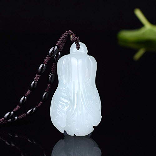 KKUUNXU esculturas Decoracion Moderna Collar con Colgante de Jade de repollo Chino de Jade Natural Joyas de Jade Moda Lucky Male Amulet Gift.