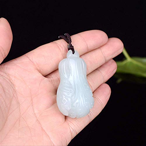 KKUUNXU esculturas Decoracion Moderna Collar con Colgante de Jade de repollo Chino de Jade Natural Joyas de Jade Moda Lucky Male Amulet Gift.