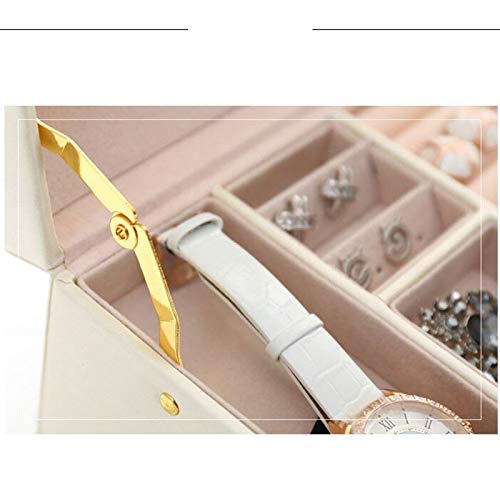 KUHU Joyero de Cuero Caja de Almacenamiento de joyería de Tres Capas Cajón Doble Joyero de Princesa