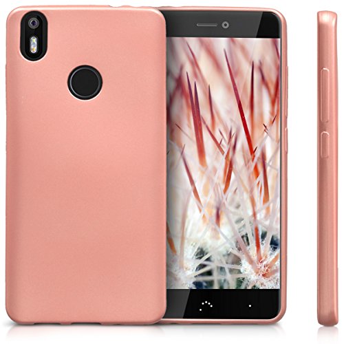 kwmobile Funda Compatible con bq Aquaris X/X Pro - Carcasa móvil de Silicona - Protector Trasero en Oro Rosa Metalizado