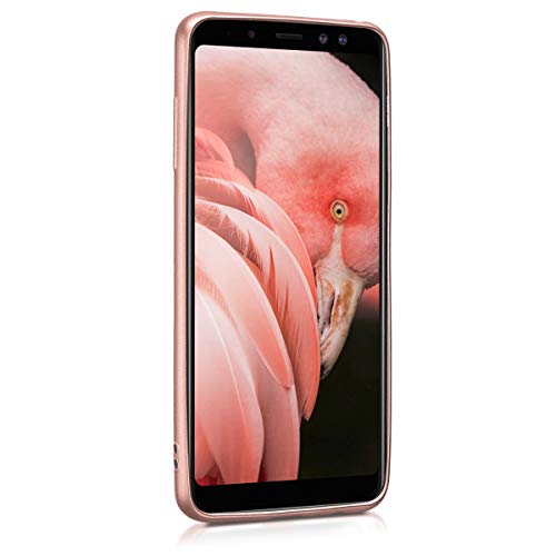 kwmobile Funda Compatible con Samsung Galaxy A8 (2018) - Carcasa móvil de Silicona - Protector Trasero en Oro Rosa Metalizado