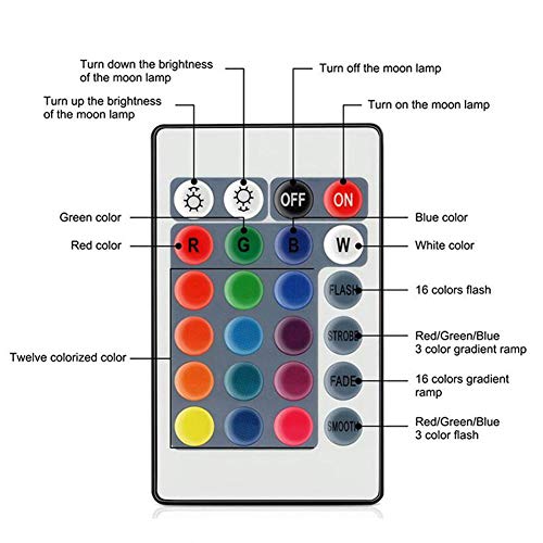 Lámpara De Luna Led 3D,16 Colores Luz de Noche Ambiente Lámparas, USB Recargable Remoto Control Control Táctil Luz Decorativa para Dormitorio, Salón (10CM)