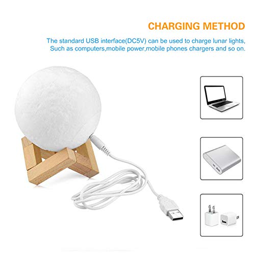 Lámpara De Luna Led 3D,16 Colores Luz de Noche Ambiente Lámparas, USB Recargable Remoto Control Control Táctil Luz Decorativa para Dormitorio, Salón (10CM)