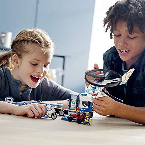 LEGO City Police - Policía: Camión de Transporte del Helicóptero, Juguete de Construcción de Aventuras, con un Helicóptero, una Moto, un Quad y Minifiguras (60244)