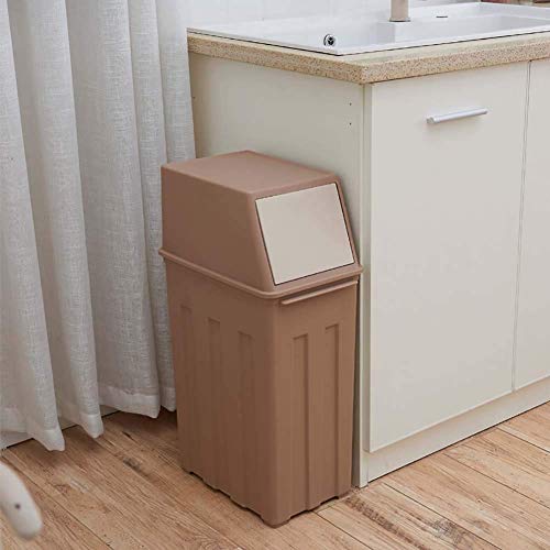 LEGOUGOU Bote De Basura De Plástico De Gran Capacidad con Tapa De Bomba Y Canasta De Basura con Ruedas Rueda Reciclaje De Basura Cocina Sala De Estar Jardín Al Aire Libre (Color : B)