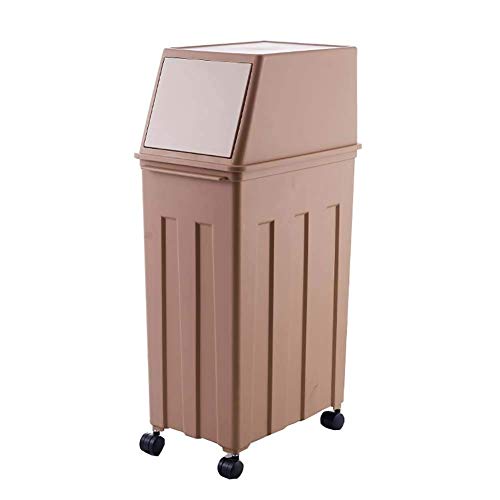LEGOUGOU Bote De Basura De Plástico De Gran Capacidad con Tapa De Bomba Y Canasta De Basura con Ruedas Rueda Reciclaje De Basura Cocina Sala De Estar Jardín Al Aire Libre (Color : B)